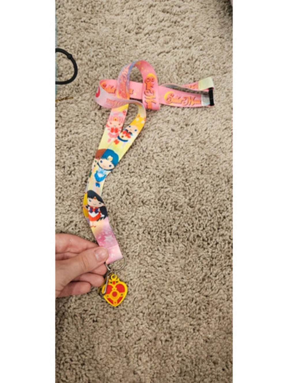 Sailor Moon Themed Pink Character Lanyard with Heart Charm
